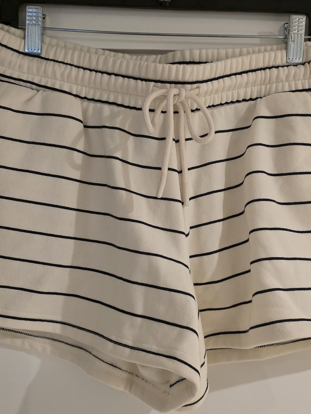 Universal Thread Cream and Black Striped Drawstring Athletic Shorts